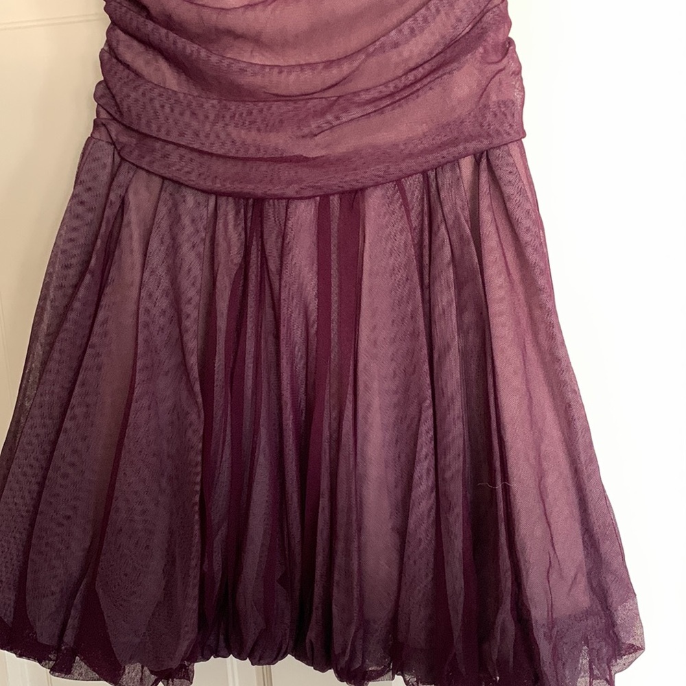 Burgundy Sheer Over Pink Special Occasion Dress, Junior L - Picture 4 of 8